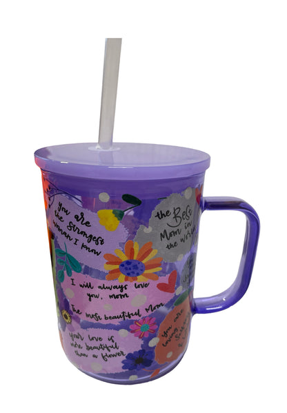 Best mom glass cup with handle