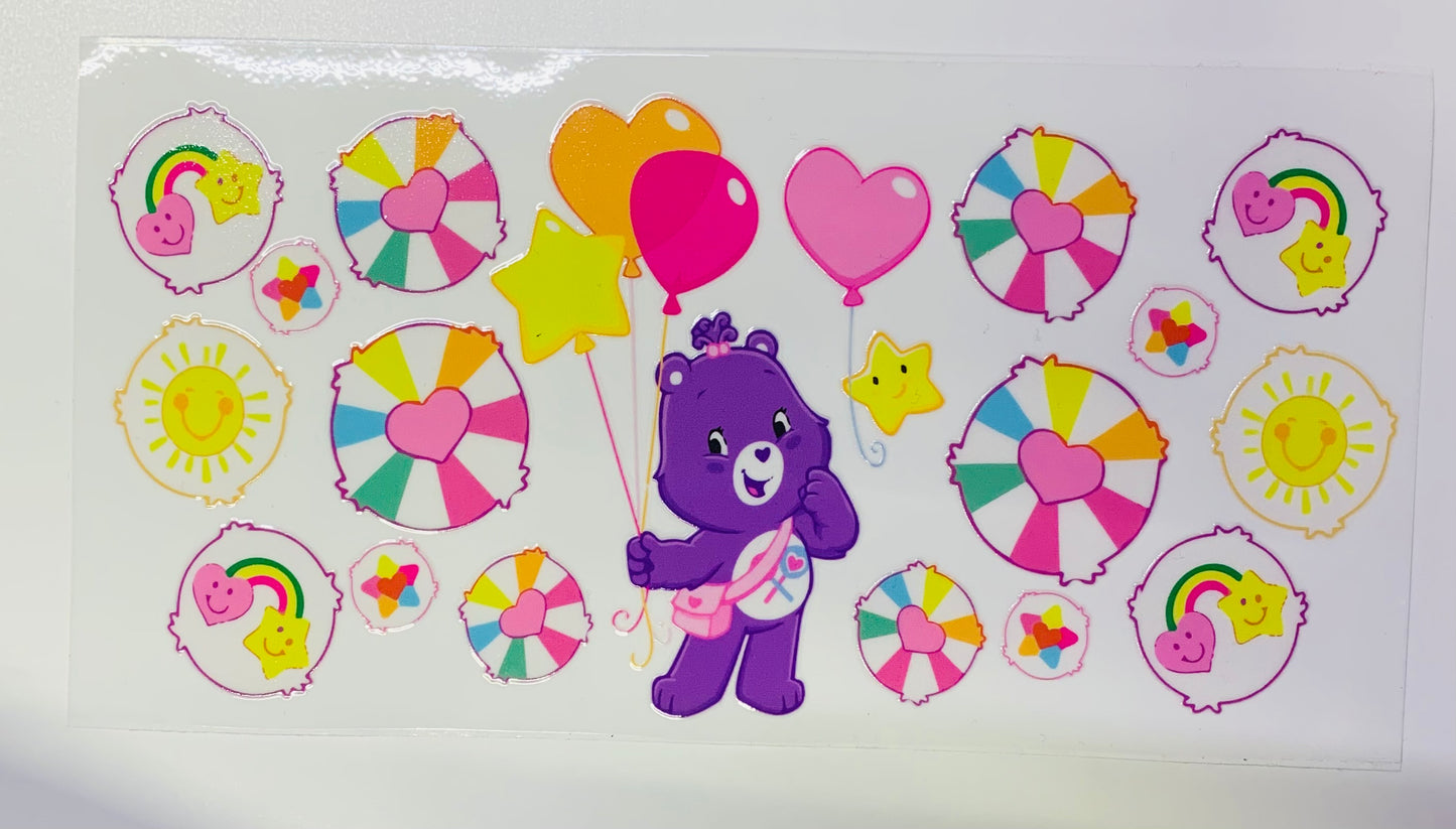 Purple Care Bear Balloons Cup Transfer