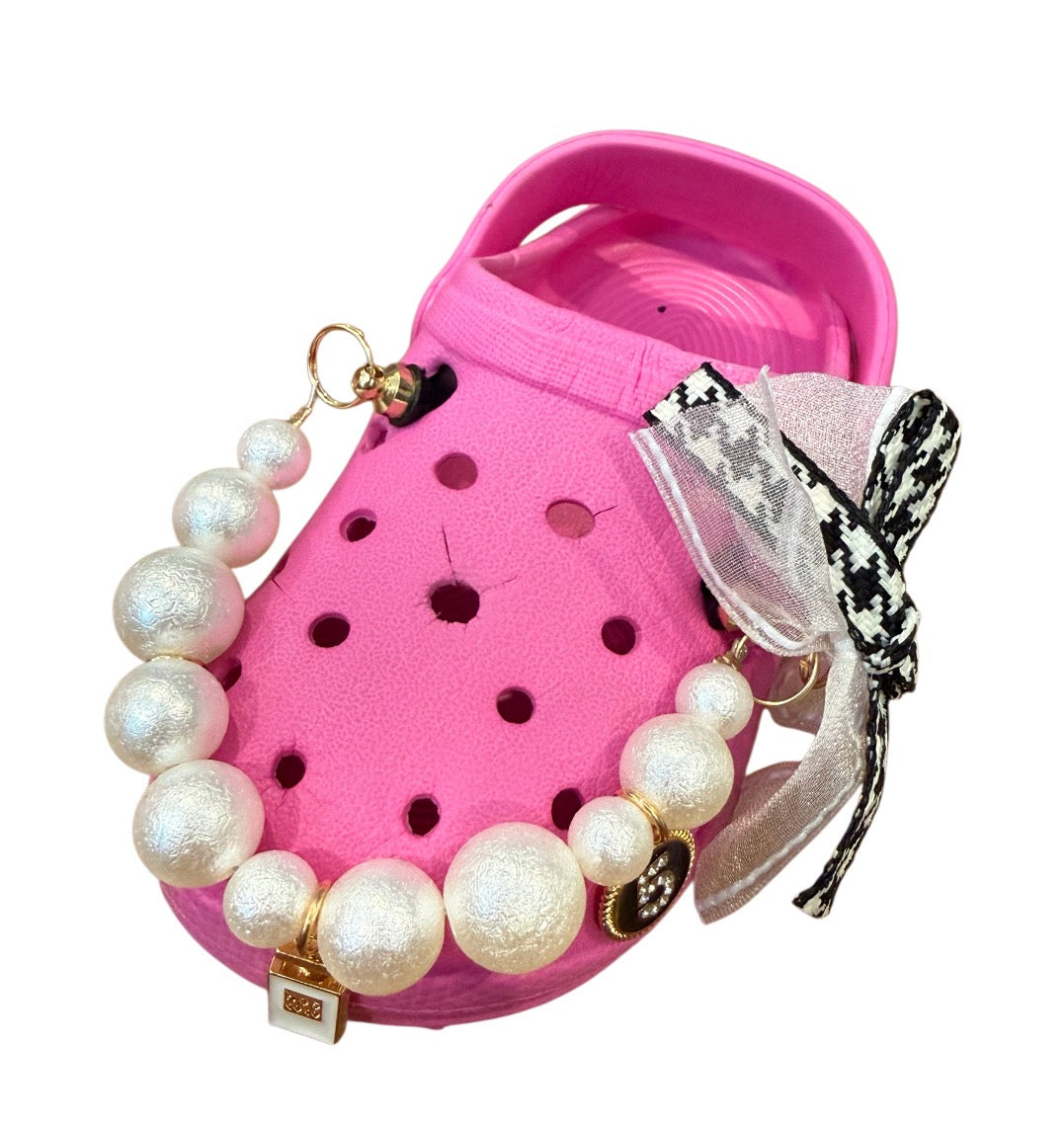 pearl hang metal Shoe Charm