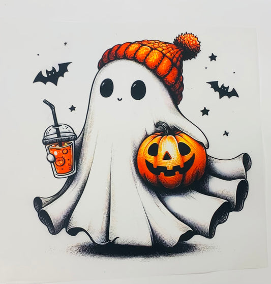 Ghost pumpkin orange drink DTF Heat Transfer