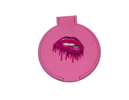 Lv dark pink lips /pink pocket mirror