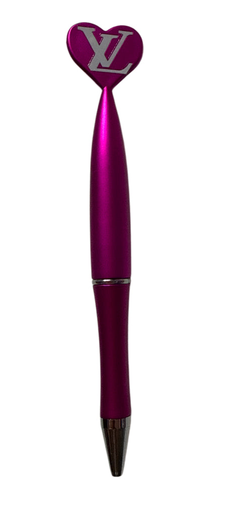 Metallic Pink/ purple heart shaped pen