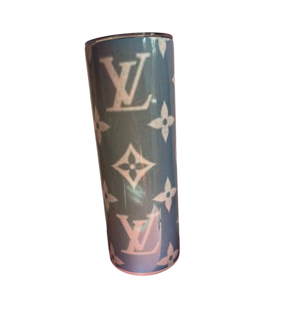 Lv demin blue white bottom Tumbler