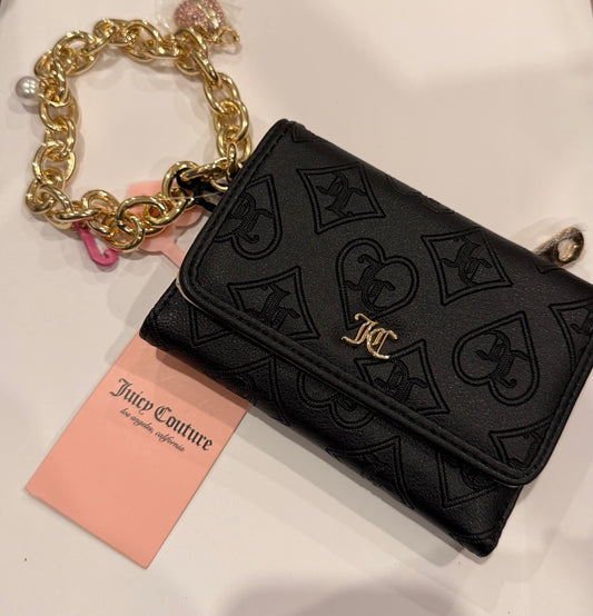 Black gold chain with zipper Wallet  Juicy couture
