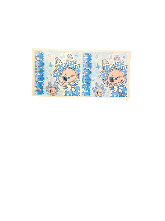 Blue Labubu Polka Dot Bow 2x UV Cup Transfer