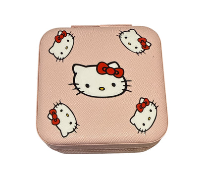 Hello kitty pink travel jewelry box with zipper