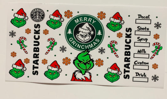 Merry Grinchmas Starbucks Grinch Cup Transfer