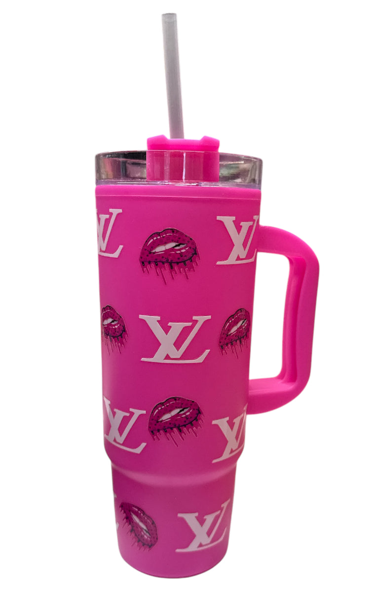 Lv Hot pink plastic tumbler