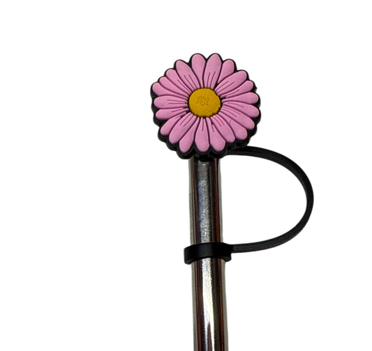 Pink daisy flower Straw Topper