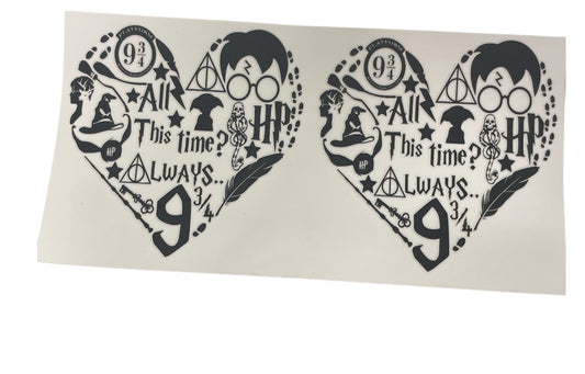 Heart Harry Potter black Cup Transfer