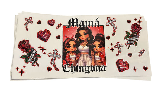 Mama red black Chingona Cup Transfer