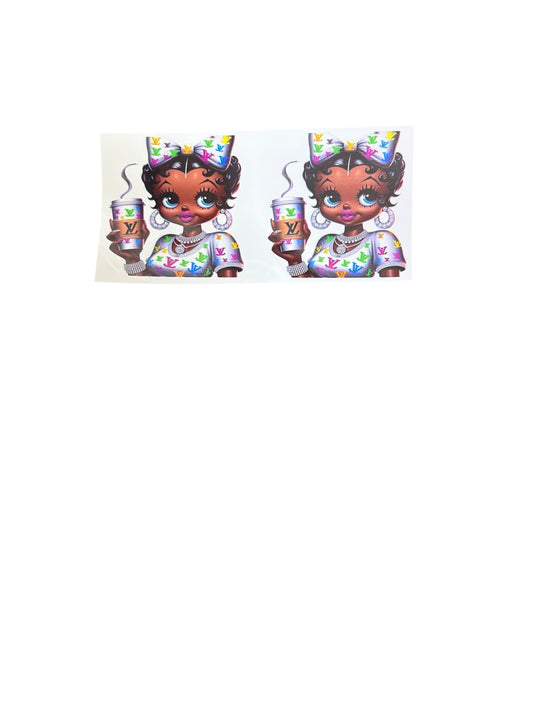 Betty Boop Colorful LV Coffee 2x UV Cup Transfer