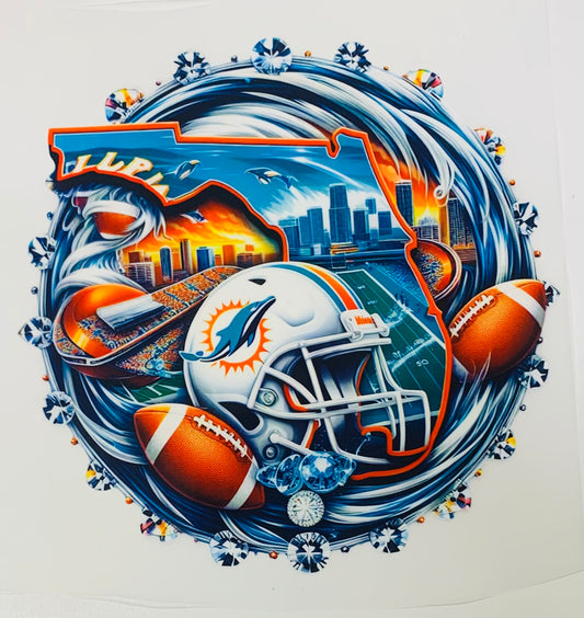 Miami Dolphins Diamonds DTF Heat Transfer