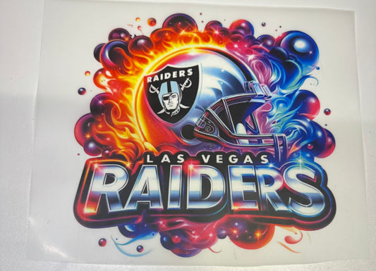 Las Vegas Raiders Helmet Colorful Flames  DTF Heat Transfer