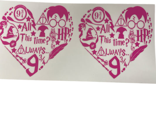 Heart Harry Potter pink Cup Transfer