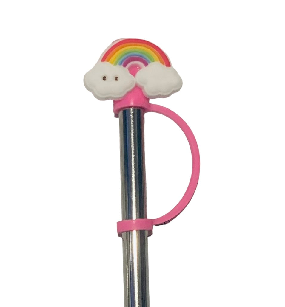 Pink Face Rainbow Straw Topper