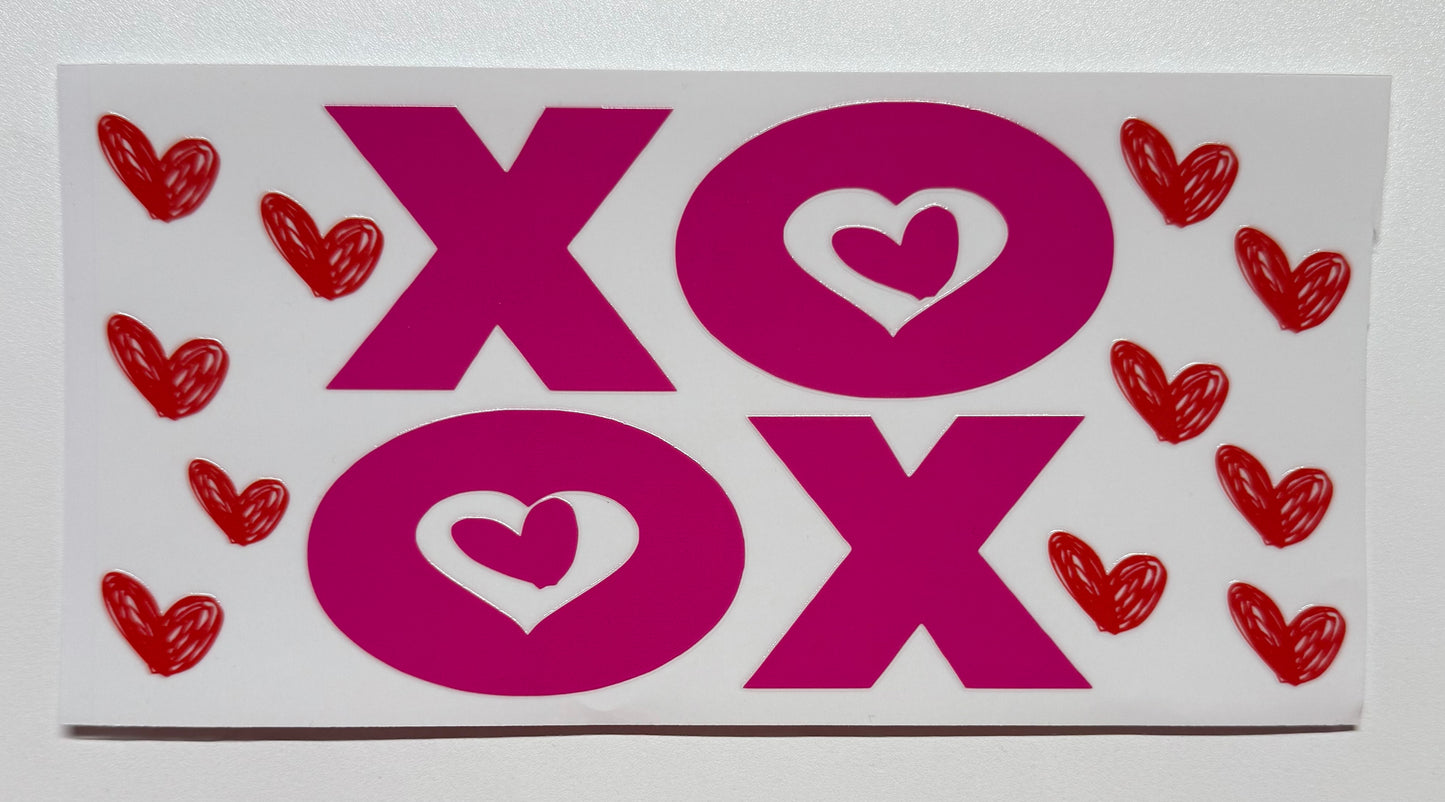 XO XO Pink Hearts Cup Transfer