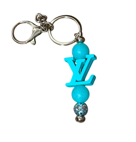 Lv teal Beaded Metal Keychain