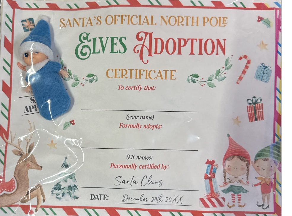 Blue Baby Elf with Birth Certificate