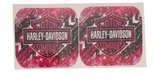 Harley Davidson Pink & Black Glitter Look 2x UV Cup Transfer