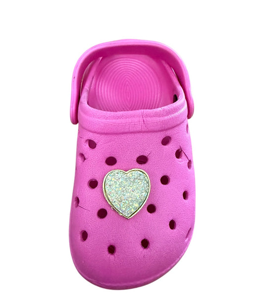 Heart holographic glitter metal Shoe Charm