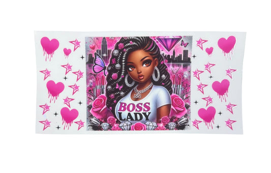 Boss Babe Pink Hearts & Stars UV Cup Transfer