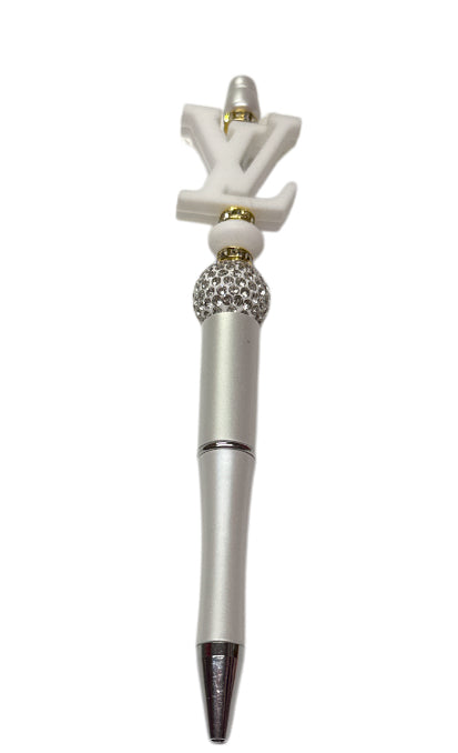 Lv white gold beads/silver Beaded pen