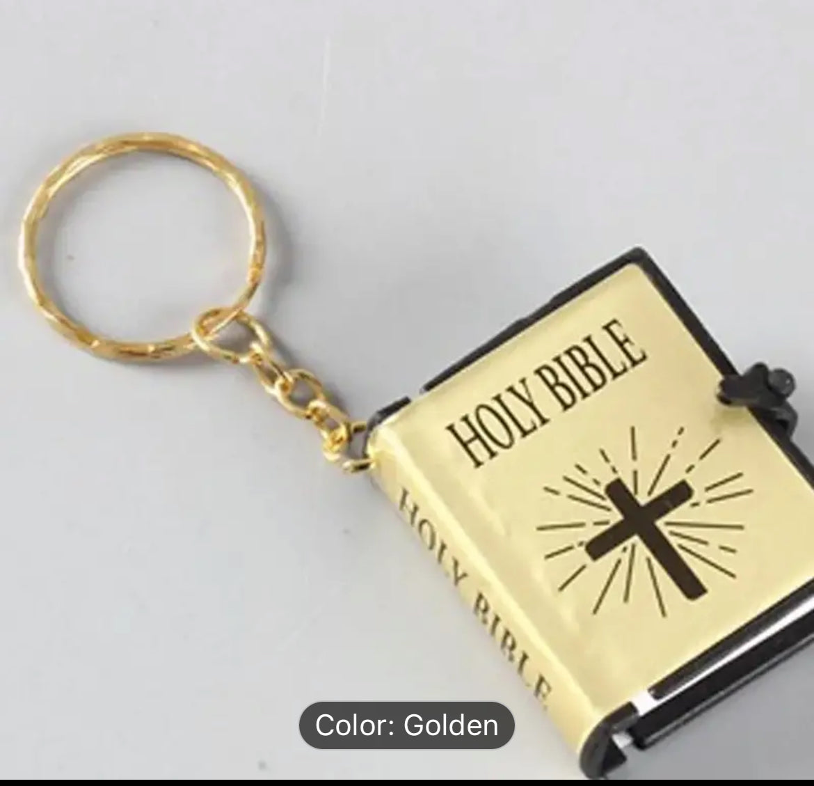 Bible keychain gold