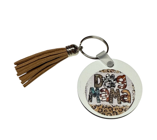 Dog mom Circle  double sided Keychain