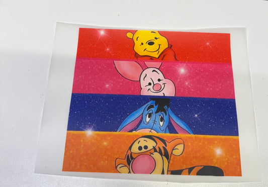Winnie The Pooh & Crew Glitter Look DTF Heat Transfer
