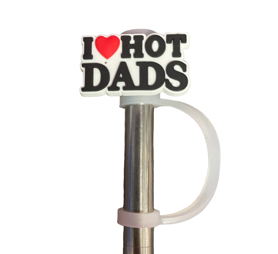 I heart hot dads Straw Topper