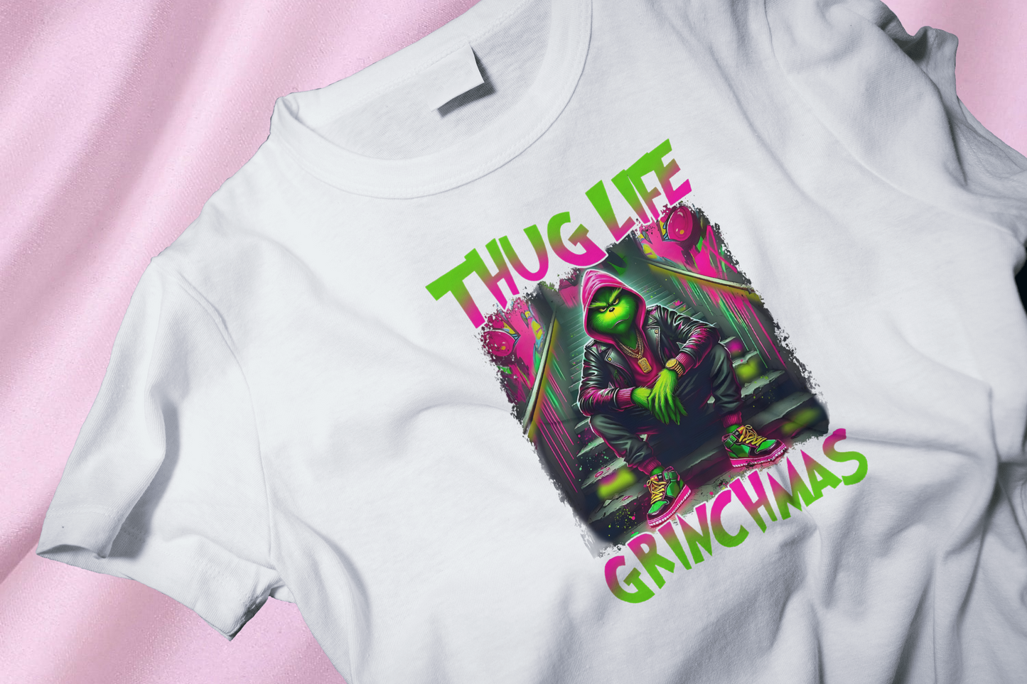 Thug life grinch green pink DTF Heat Transfer