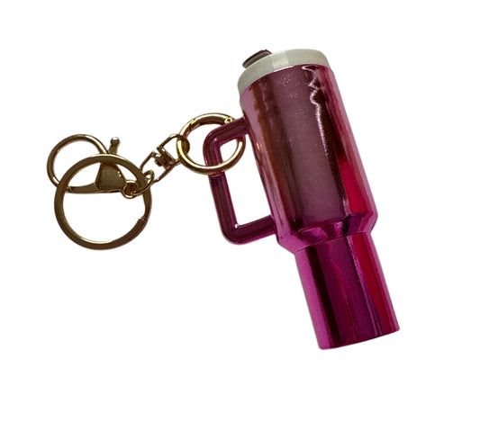 Blank metalic pink Cup Storage keychain