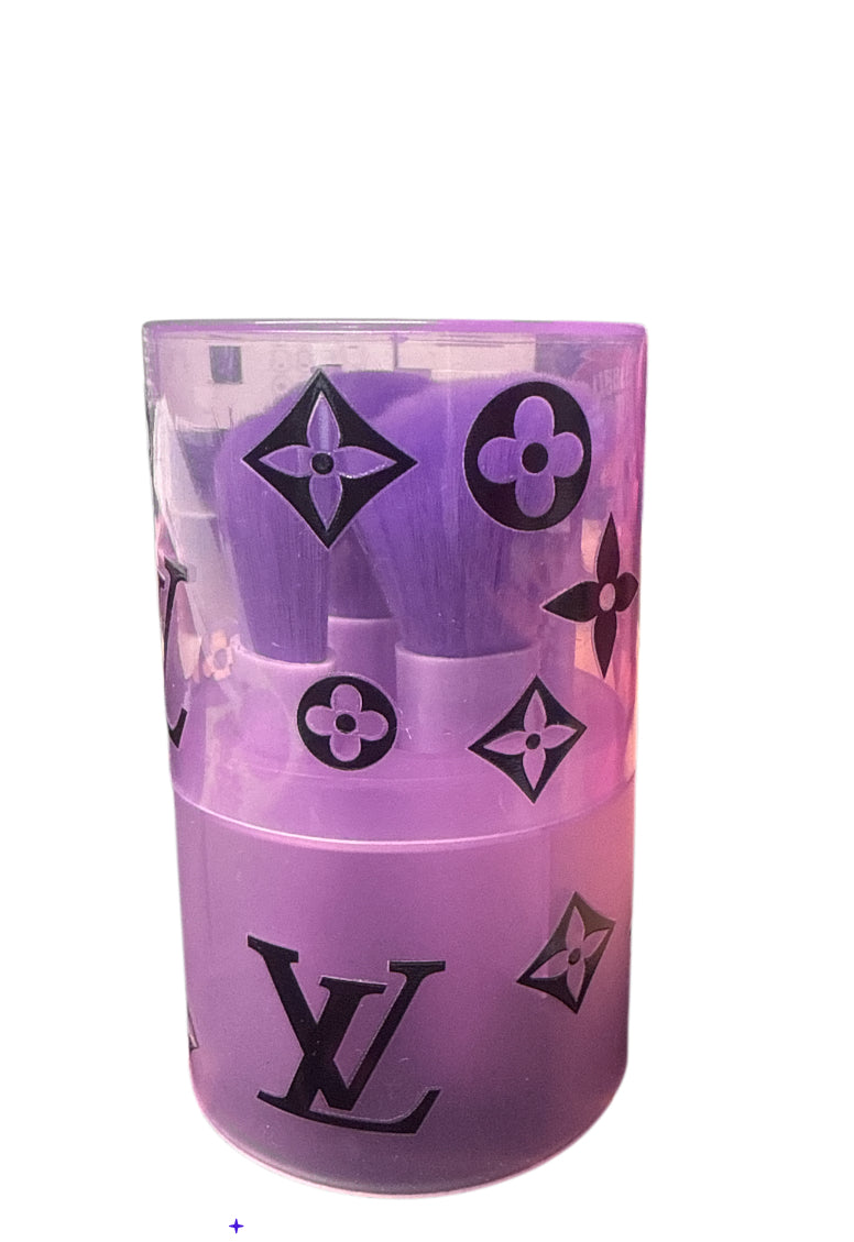 Purple lv makeup brushes with case