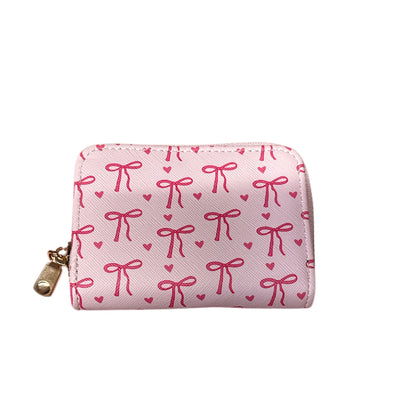 Pink bow card holder wallet