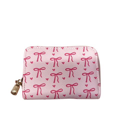 Pink bow card holder wallet