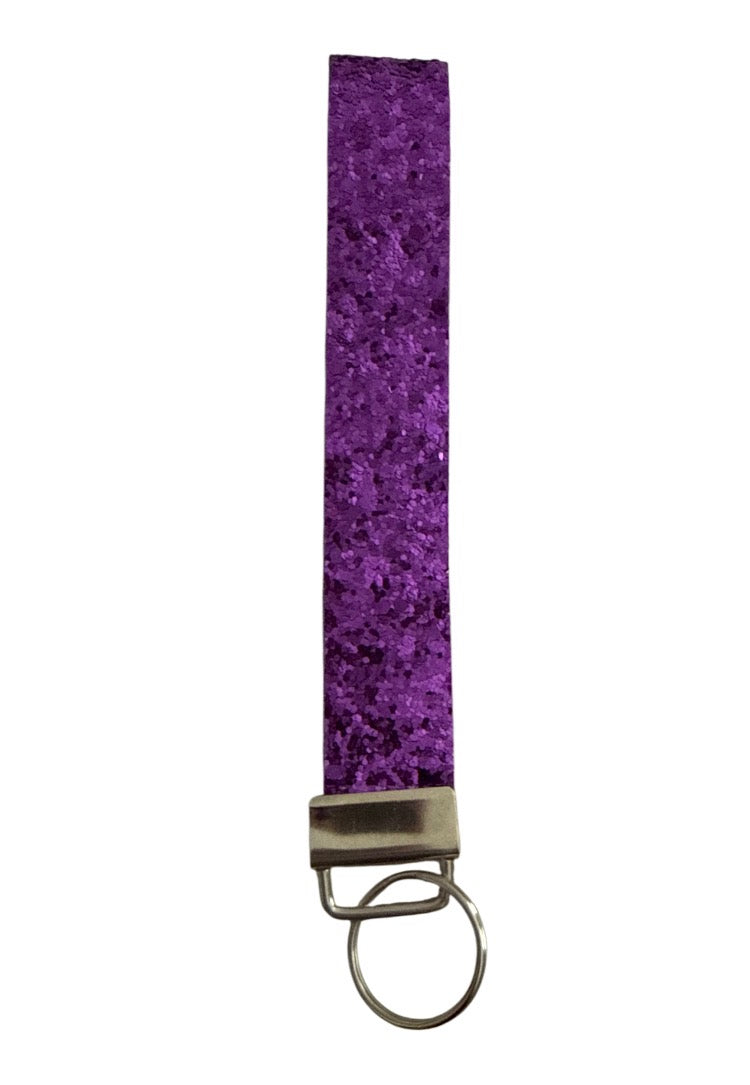 Purple glitter  Keychain/ Key fob holder Wristlet