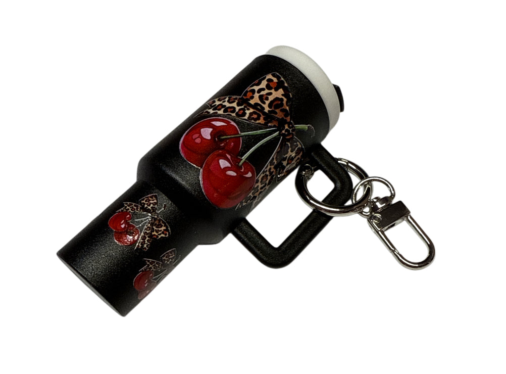 Cherry cheetah Cup Storage keychain