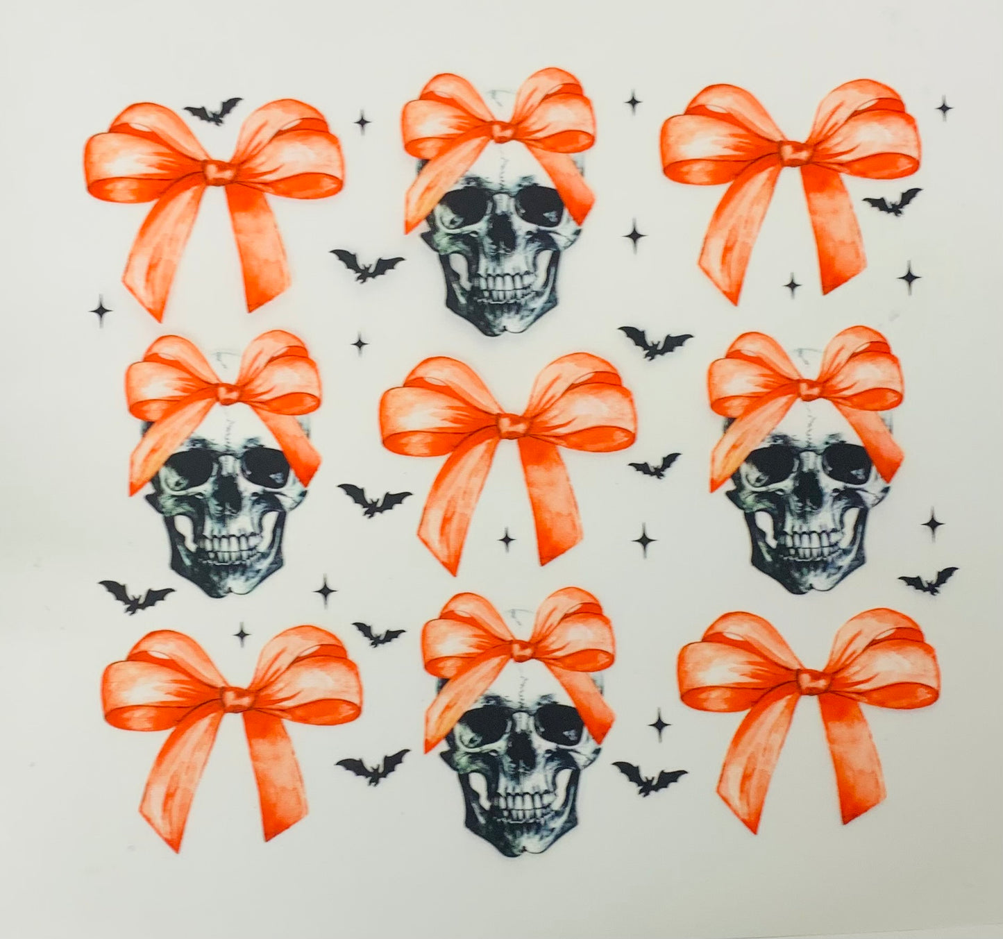 Skull orange bows DTF Heat Transfer