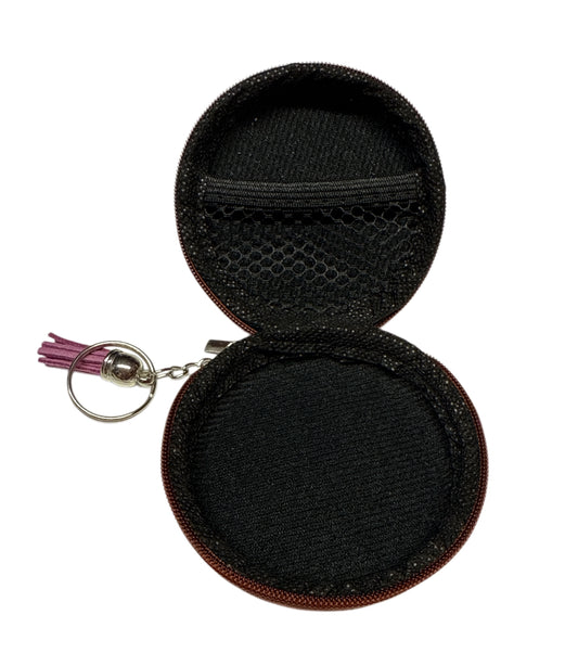 Lv pink brown lines storage keychain