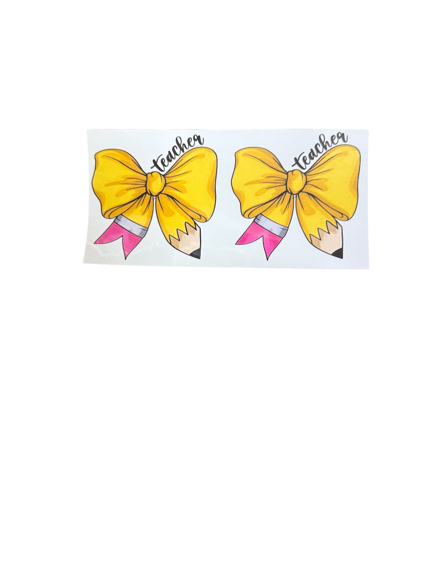 Teacher Pencil Eraser Bow 2x UV Cup Transfer