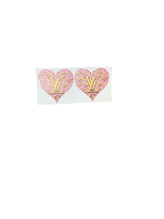 Pink & Gold LV Heart 2x UV Cup Transfer