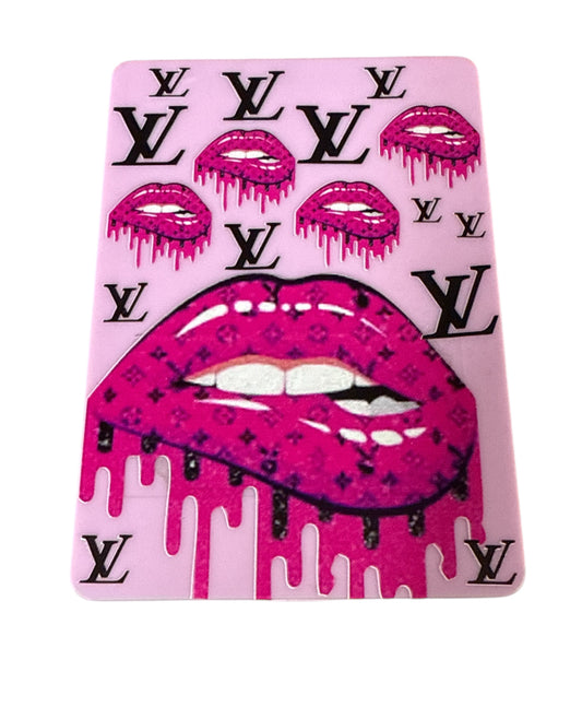Lv pink lips mirror with makeup brushes