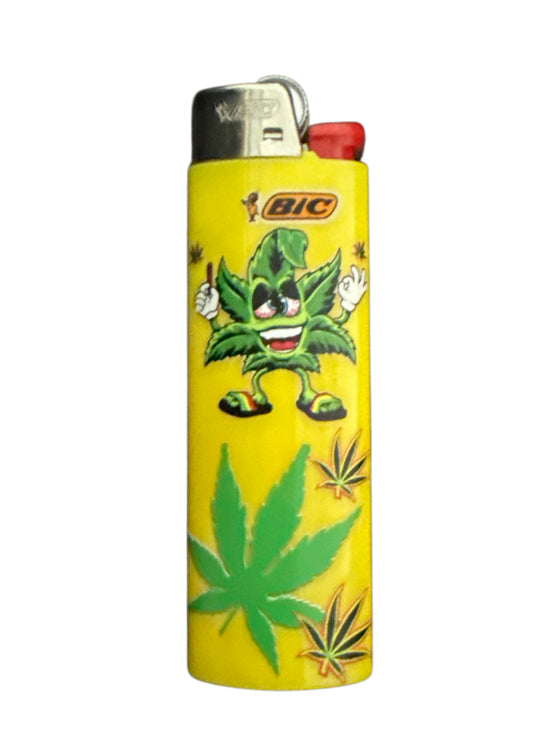 Yellow 420 face bic lighter