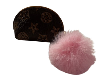 Coin purse Lv inspired with fluffy ball keychain
