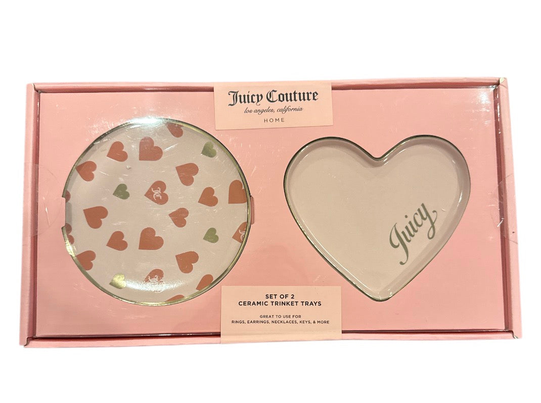 Juicy Couture heart  set of 2 ceramic trinket trays