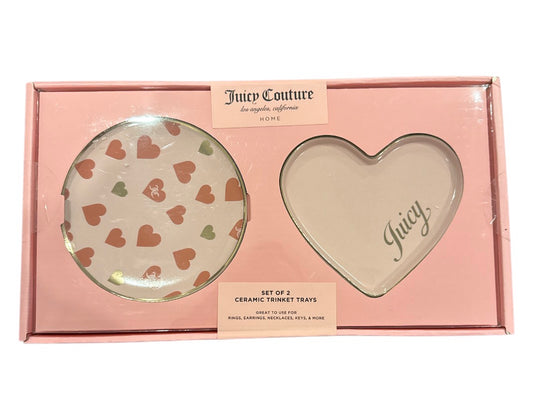 Juicy Couture heart  set of 2 ceramic trinket trays