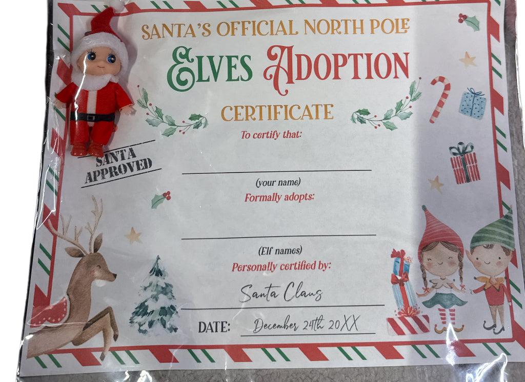 Red Baby Elf with Birth Certificate