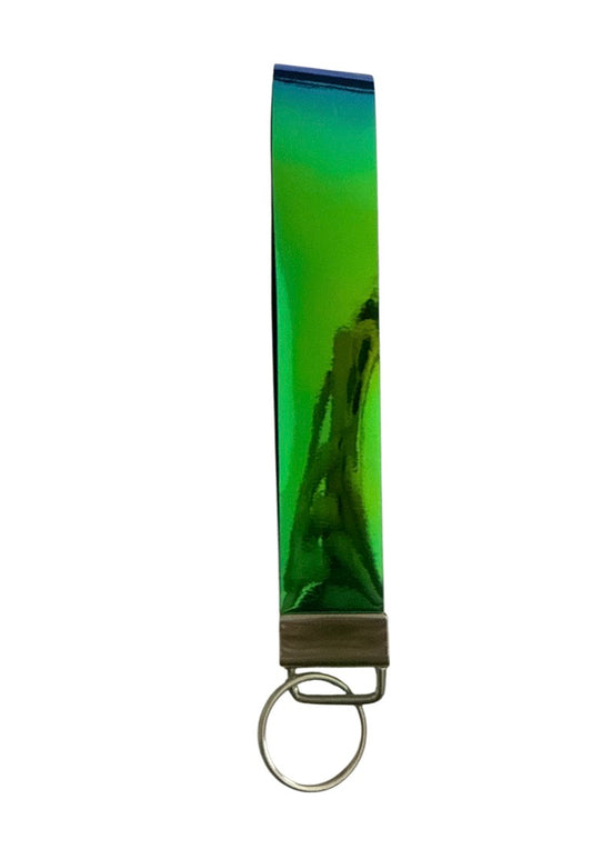 Blue green holo  Keychain/ Key fob holder Wristlet