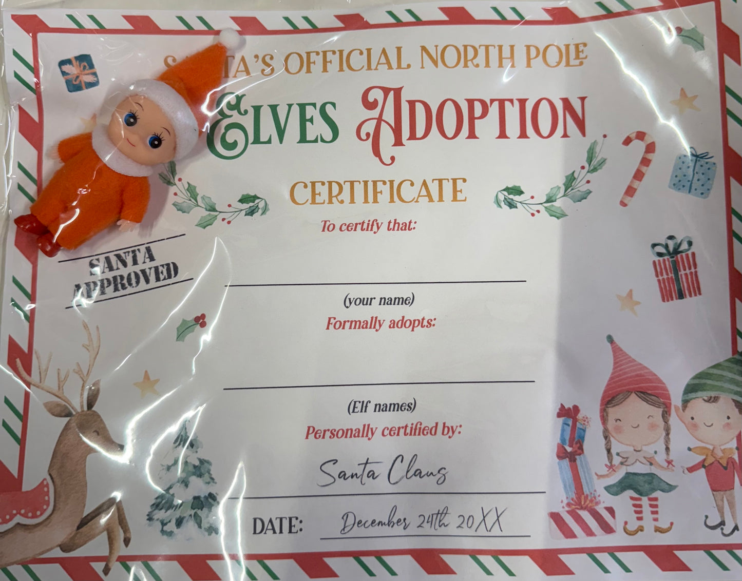 Orange Baby Elf with Birth Certificaten